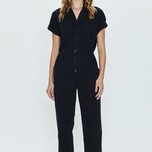 Pistola denim Grover short sleeve field suit jumpsuit coveralls in Fade to Black